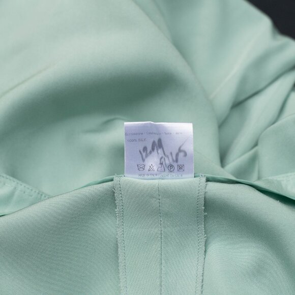 VTG Brioni 100% Silk Wide-Leg Pants W35 L31 Mint Green Y2K Italy Quiet Luxury - Picture 7 of 7